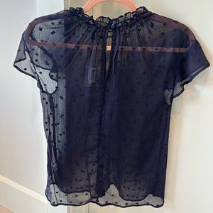 Express Navy sheer blouse